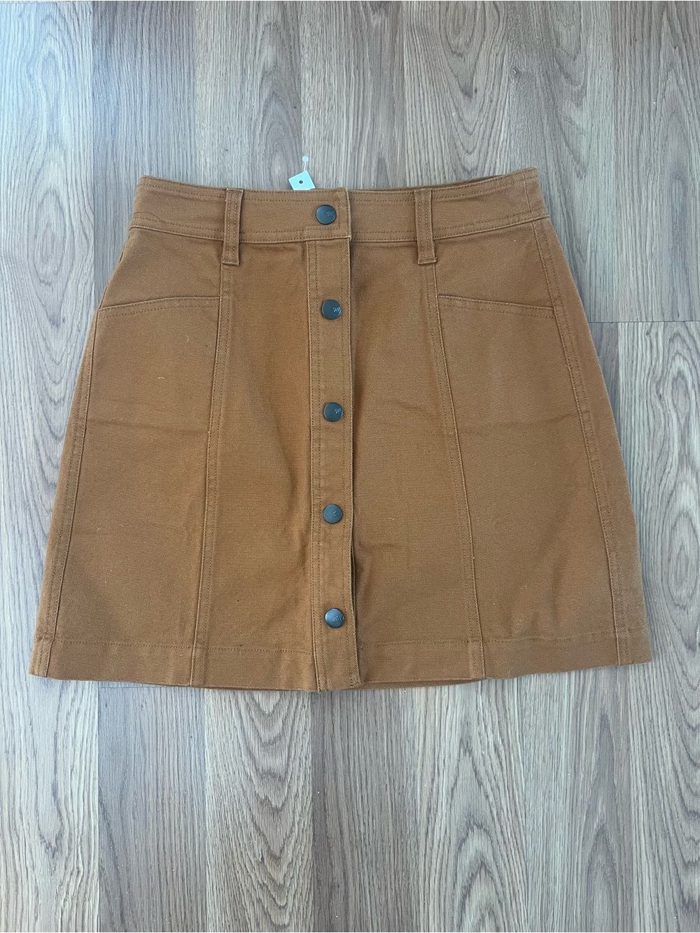 NWT Madewell Women's Button-Front Brown A-Line Skirt